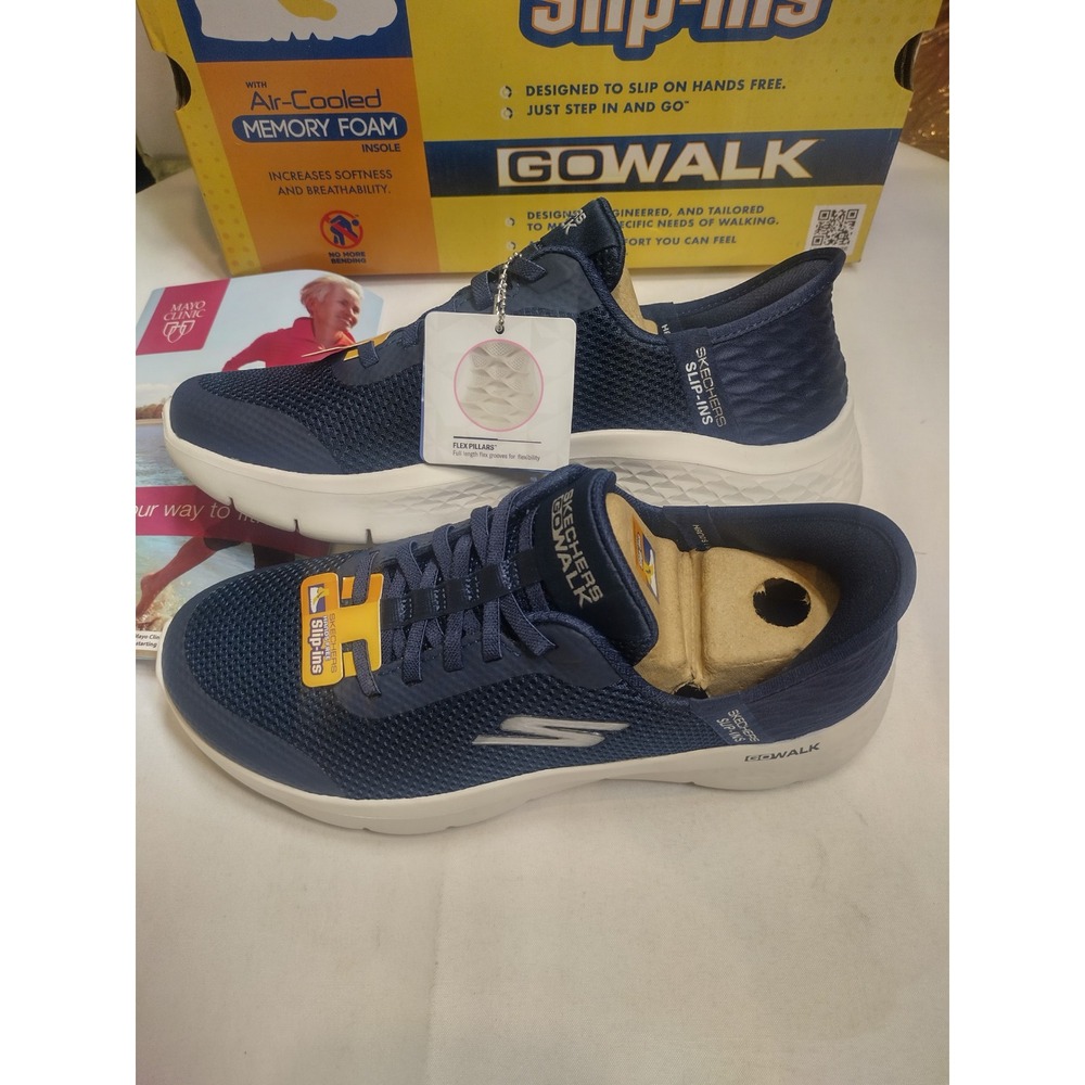 Skechers Slip-ins Go Walk Flex Grand Entry Navy White Shoes 124836 NVW Womens 7